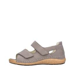Waldläufer sandal til dame i beige med skindoverdel og udtagelig sål samt ekstra bredde K og velcro