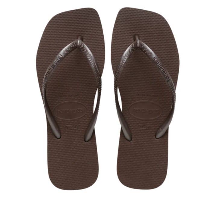 Havaianas Simsquare klipklapper til dame i brun med gummi-sål og tå-rem samt firkantet snude