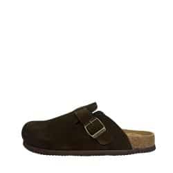 CPH-Comfort Bio slippers til dame og herre i mørkebrunt ruskind med indersål af ruskind og justerbar spænde