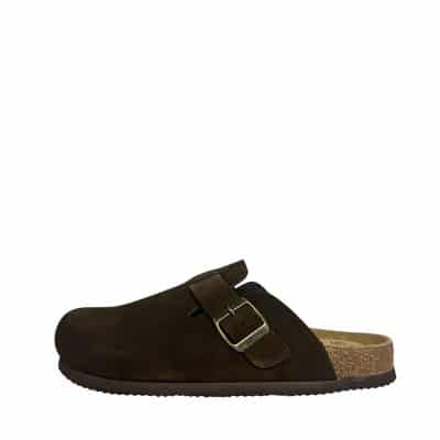 CPH-Comfort Bio slippers til dame og herre i mørkebrunt ruskind med indersål af ruskind og justerbar spænde