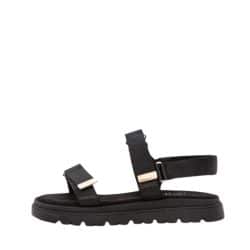 Duffy Gallarate Uno sandal til dame i sort med velcro lukning og blød indersål samt elastik hælrem