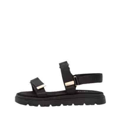 Duffy Gallarate Uno sandal til dame i sort med velcro lukning og blød indersål samt elastik hælrem