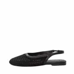 Duffy Amica Uno ballerinasko i sort med flotte detaljer og elastik slingback hælrem samt blød sål