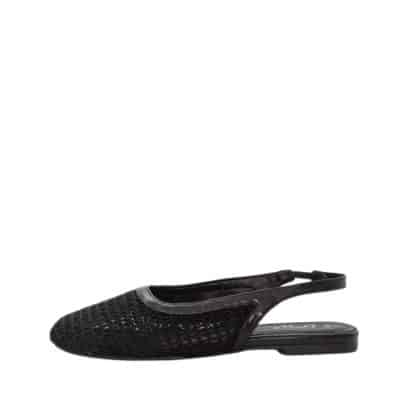 Duffy Amica Uno ballerinasko i sort med flotte detaljer og elastik slingback hælrem samt blød sål