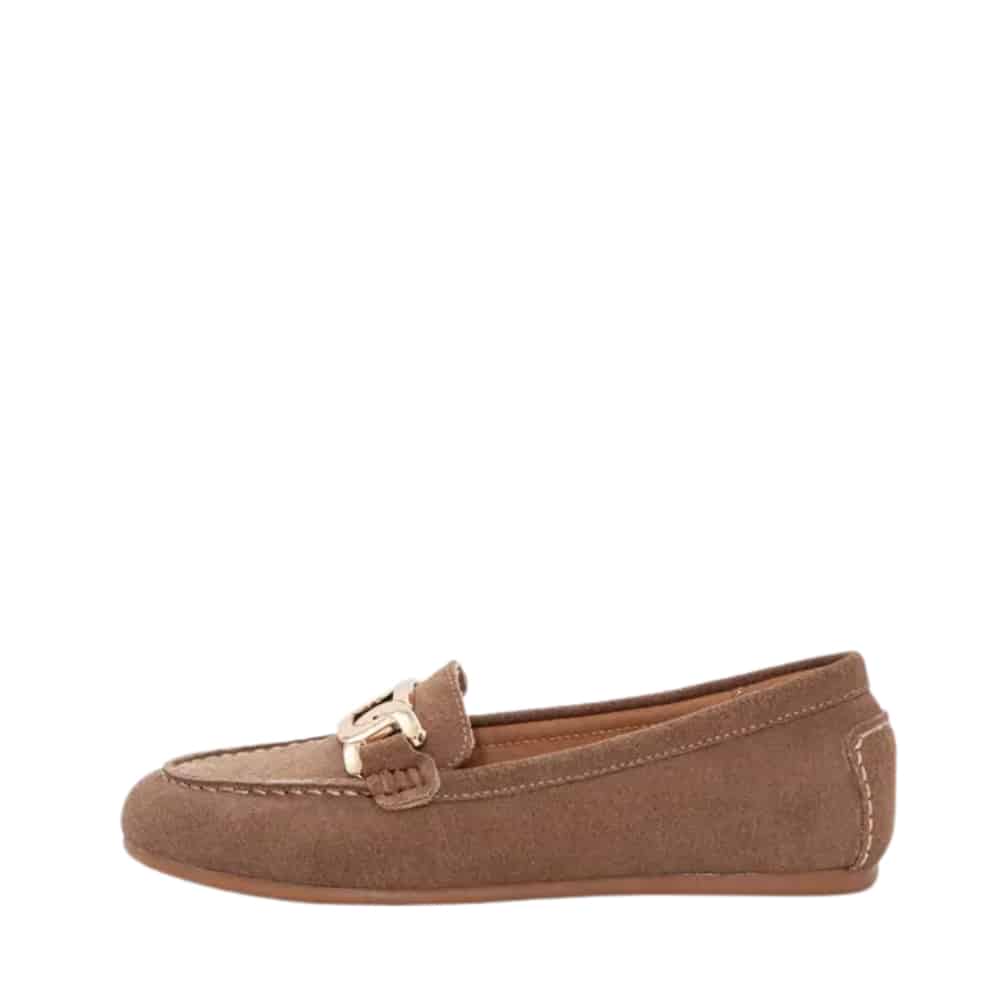 Duffy Maucini Uno loafers til dame i beige med gyldne detaljer og blød indersål