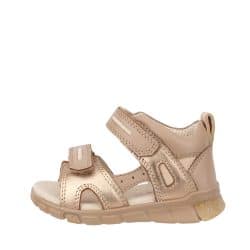 Ecco Mini Stride sandal til børn i beige med læderoverdel samt 2 velcroremme og stødabsorberende sål