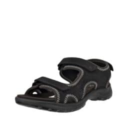 Ecco Onroads vandresandal til dame i sort nubucklæder med tre velcroremme