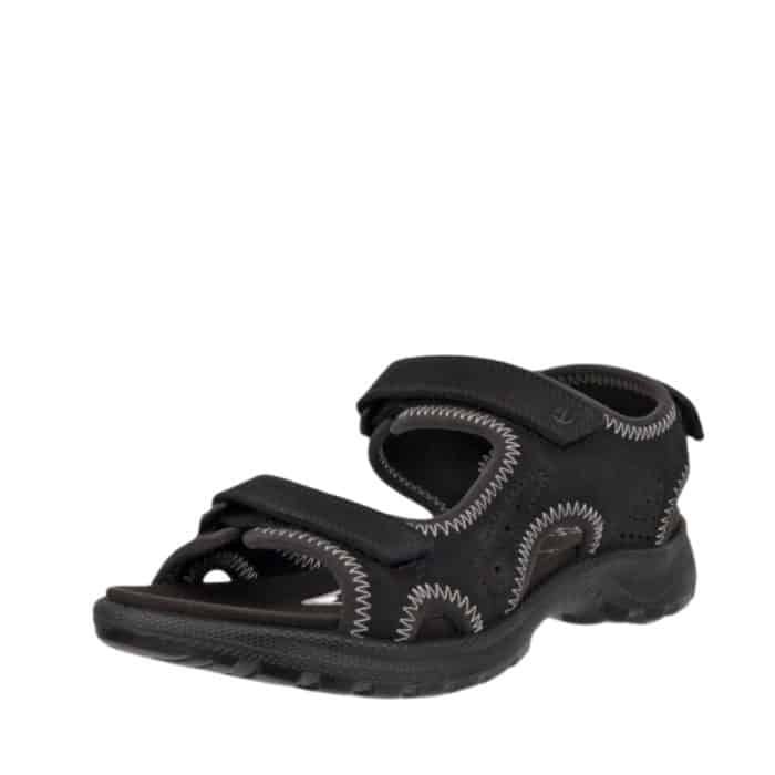 Ecco Onroads vandresandal til dame i sort nubucklæder med tre velcroremme
