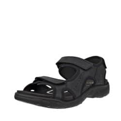 Ecco Onroads vandresandal til herre i sort med overdel i nubucklæder og tre velcroremme