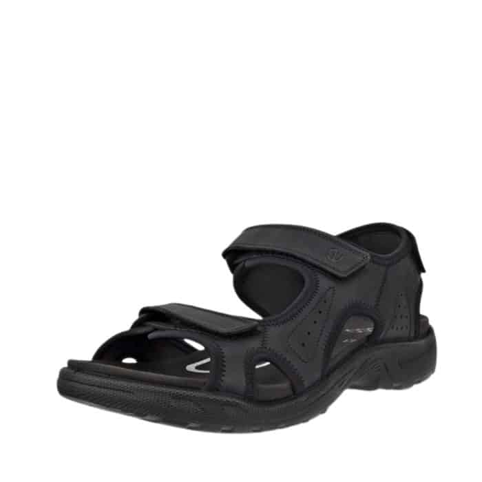 Ecco Onroads vandresandal til herre i sort med overdel i nubucklæder og tre velcroremme