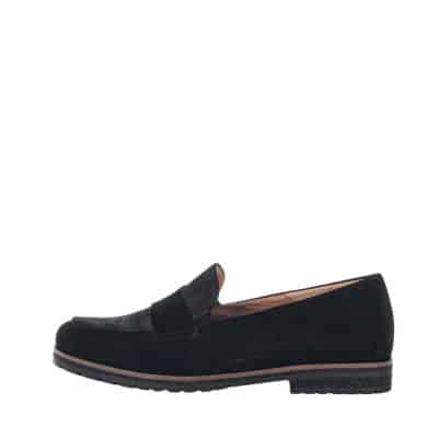 Gabor loafers til dame i sort med skindoverdel samt ekstra bredde G