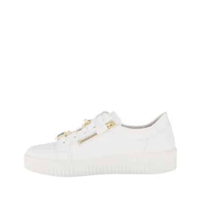 Gabor sneakers til dame i hvid med flotte detaljer og funktionel lynlås samt udtagelig sål og snørebånd