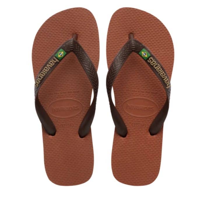Havaianas Brasil Logo klipklapper til dame i brun med brasilanske detaljer samt tå-rem og gummisål