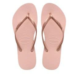 Havaianas Slim klipklapper til dame i lyserød med bronze detaljer og tå-rem samt gummisål