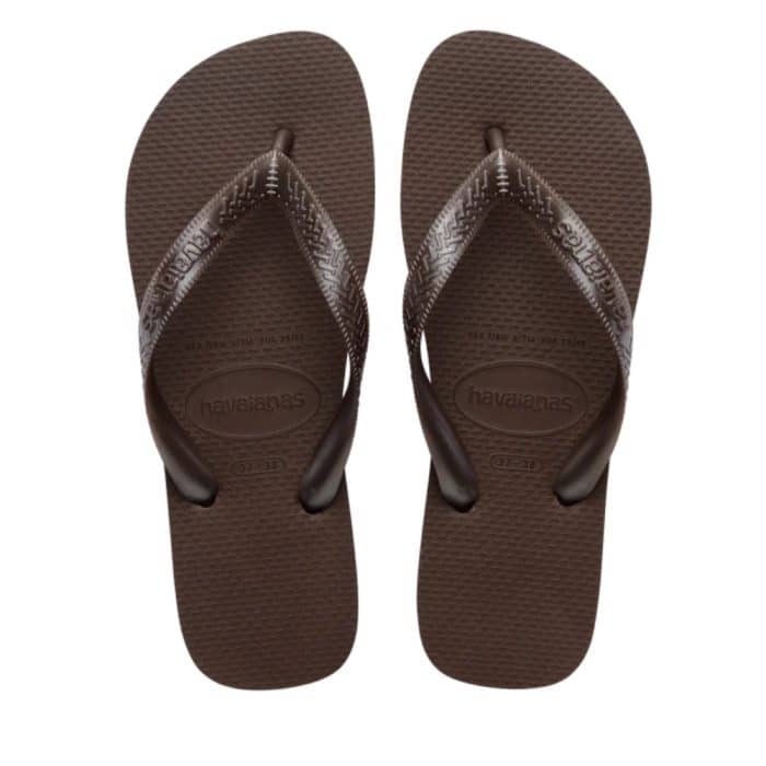 Havaianas Top klipklapper i mørkebrun med gummisål og tå-rem samt rund snude