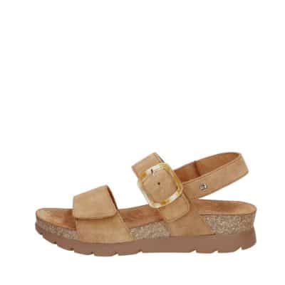Panama Jack Sara B1 sandal til dame i brun med ruskindsoverdel og justerbare velcroremme samt plateausål på 4 cm
