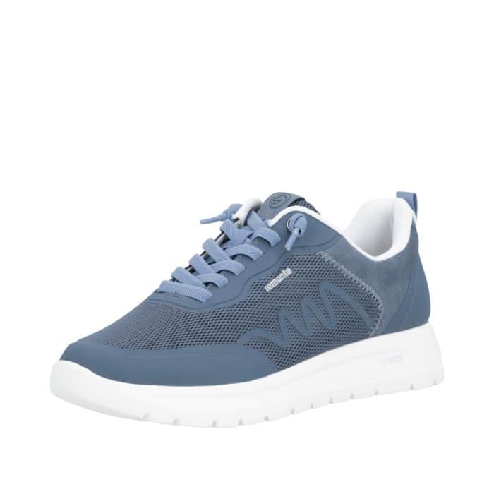Remonte sneakers til dame i blå med elastik og udtagelig sål samt ekstra bredde H