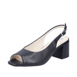 Rieker pumps til dame i sort med justerbar sling back hælrem med spænde og blokhæl på 6 cm.