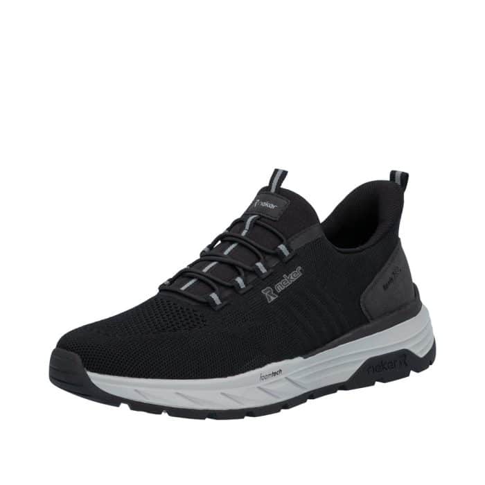 Rieker Ready 2 Go sneakers til herre i sort med fast hælkappe og udtagelig så samt ekstra bredde H