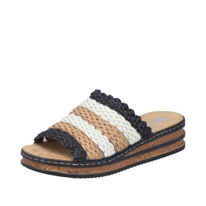 Rieker sandal til dame med en flot farvekombination samt kilehæl på 4 cm