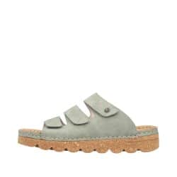 Rieker sandal til dame i grøn med tre justerbare velcroremme samt stødabsorberende sål