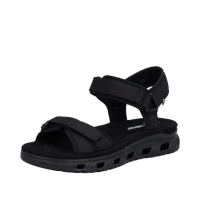 Rieker vandresandaler til dame i sort med to justerbare velcroremme samt Rieker Light