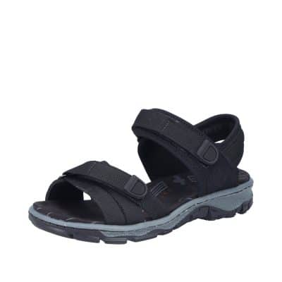 Rieker vandresandaler til dame i sort med velcro og blød sål