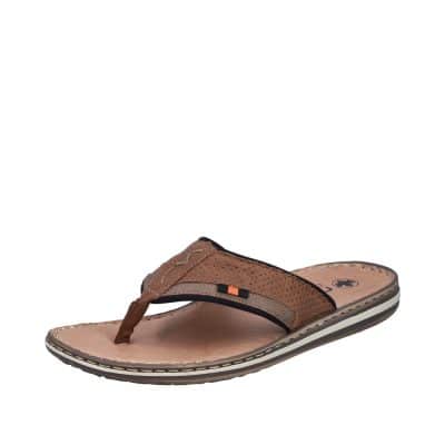 Rieker sandal til herre i brun med bløde remme og skindsål samt ekstra bredde G