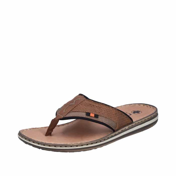 Rieker sandal til herre i brun med bløde remme og skindsål samt ekstra bredde G