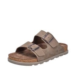 Rieker sandal til herre i kaki med skindoverdel og skindsål samt ekstra bredde H og justerbare spænder