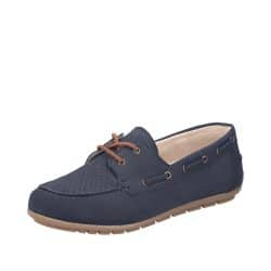 Rieker sejlersko til dame i blå med snørebånd samt udtagelig sål og stødabsorberende sål