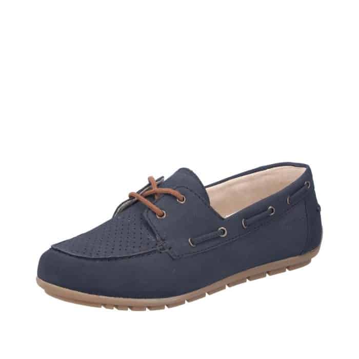 Rieker sejlersko til dame i blå med snørebånd samt udtagelig sål og stødabsorberende sål