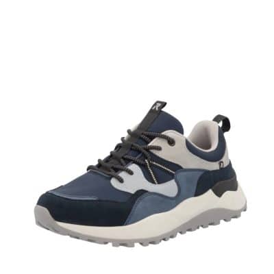 Rieker sneakers til herre i blå med ekstra bredde G samt elastik snørebånd og mønsteret gummisål