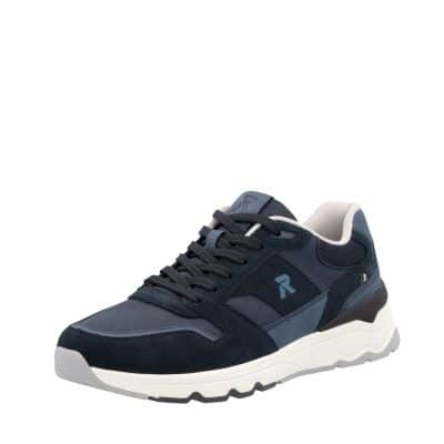 Rieker sneakers til herre i blå med ekstra bredde G samt gummisål og snøre