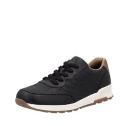 Rieker sneakers til herre i sort med brune detaljer og ekstra bredde G samt snørebånd