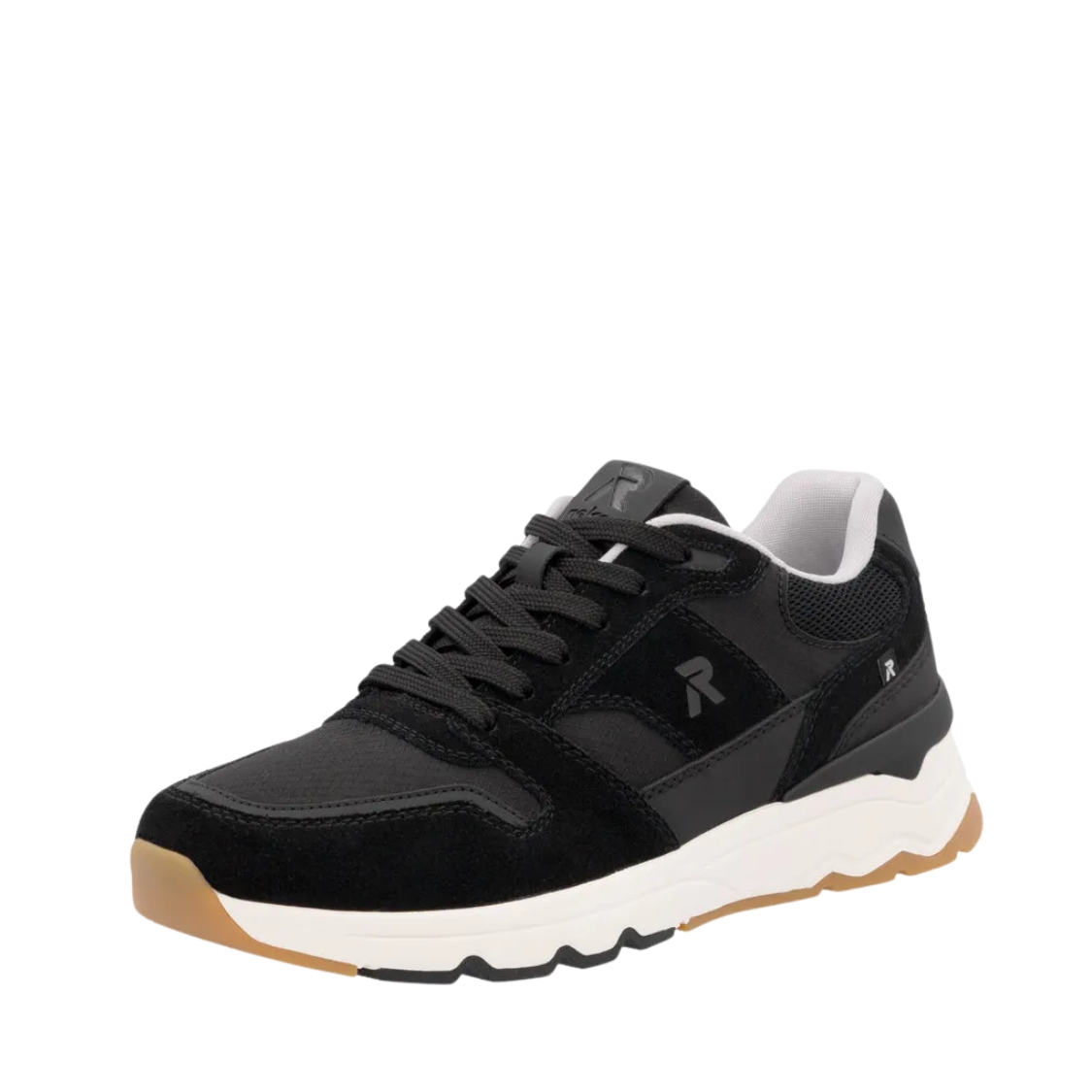 Rieker sneakers til herre i sort med snørebånd og ekstra bredde (G) samt gummisål