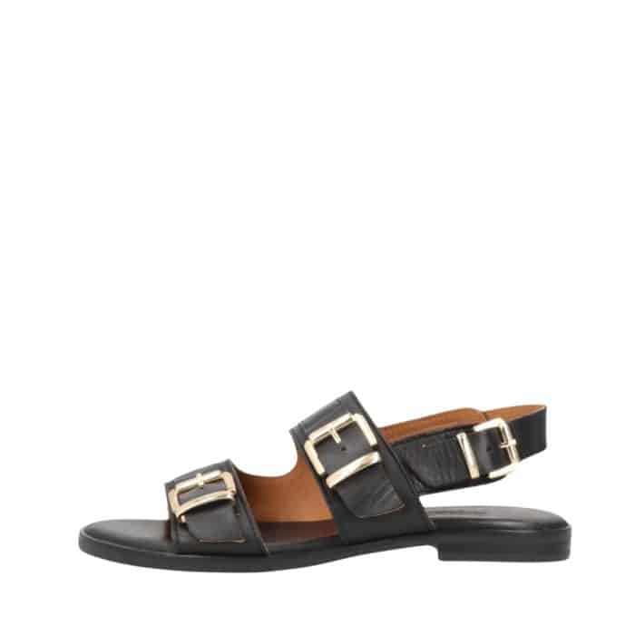 Shoedesign Copenhagen June sandal til dame i sort læder med justerbare spænder og blød indersål