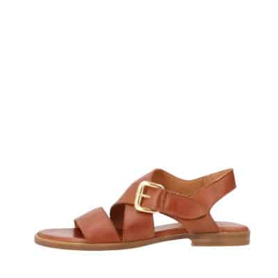 Shoedesign Copenhagen Mila sandal til dame i camel med overdel i læder og velcrorem