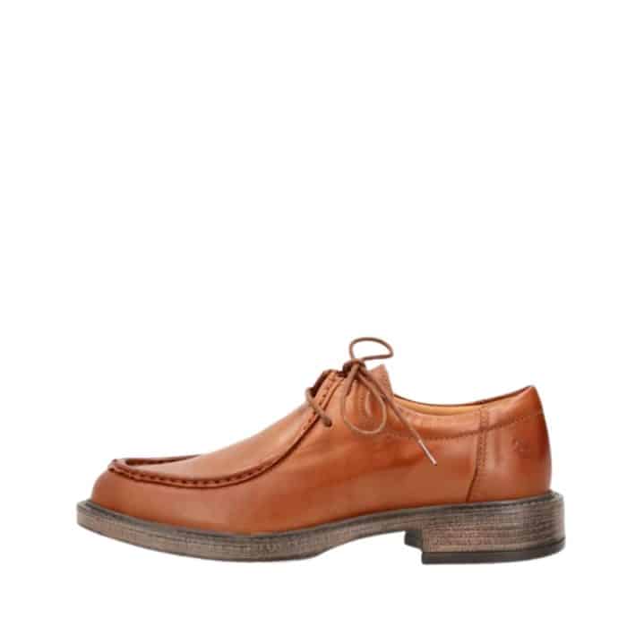 Shoedesign Copenhagen Moana Moc sko til dame i cognac med skindoverdel samt snørebånd og skindsål