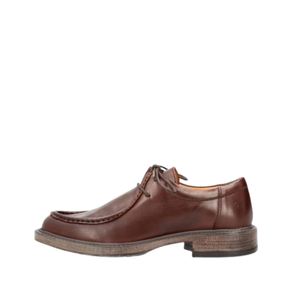 Shoedesign Copenhagen Moana Moc sko til dame i mørkebrun med skindoverdel og snørebånd samt skindsål