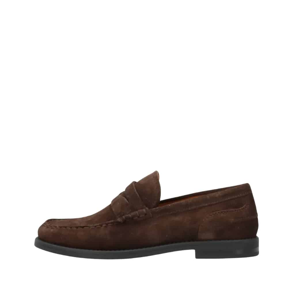 Shoedesign Copenhagen Solvej S loafers til dame i brun med ruskindsoverdel samt flot detalje over vristen og skindsål