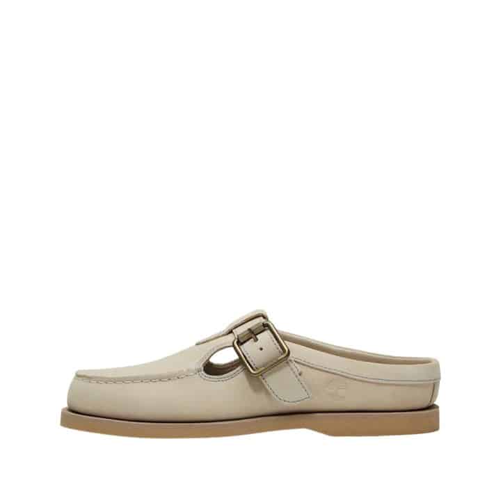 Timberland Classic Boat Mule slippers til dame i beige med ruskindsoverdel samt udtagelig sål og justerbar spænde