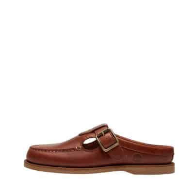 Timberland Classic Boat Mule slippers til dame i brun med skindoverdel samt justerbar spænde og udtagelig sål