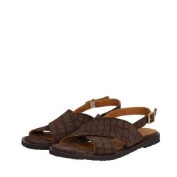 Angulus sandal til dame i mørkebrunt skind med hælrem med justerbar spænde