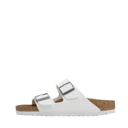 Birkenstock Arizona Narrow sandal til dame i hvid med 2 justerbare remme og stødabsorberende sål samt ruskindssål