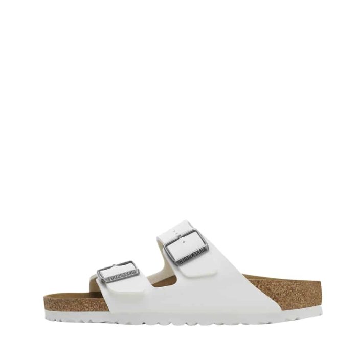 Birkenstock Arizona Narrow sandal til dame i hvid med 2 justerbare remme og stødabsorberende sål samt ruskindssål