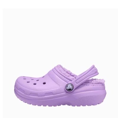 Crocs sandal til store børn i lilla med varmt foer og justerbar hælrem