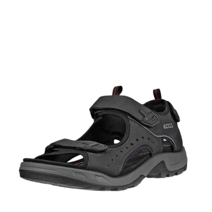 Ecco Offroad Andes II sandal til herre i sort nubucklæder med tre velcroremme og stødabsorbering