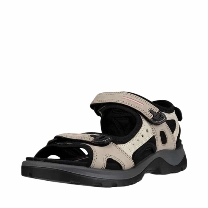 Ecco Offroad sandal til dame i beige med læder overdel og velcroremme