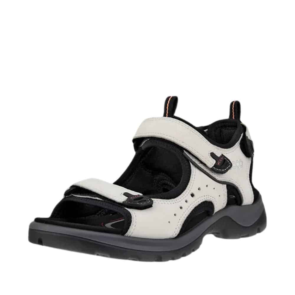 Ecco Offroad sandal til dame i hvid nubucklæder med tre velcroremme og EVA-fodseng